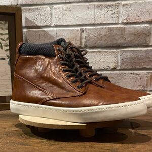 Express Men's Tan Leather Sneakers-rp